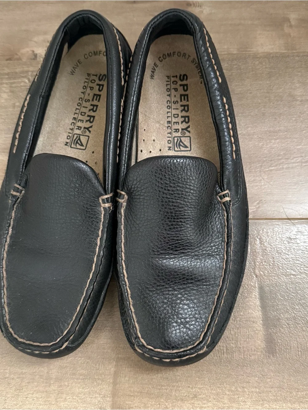 Sperry Top-Sider Loafers Black 8.5 Leather Pilot Collection Wave Comfort Slip-On